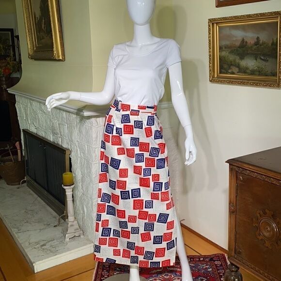 Vintage 1970’s Bernard Cowan Toronto Maxi Abstract Print Skirt - Picture 7 of 14